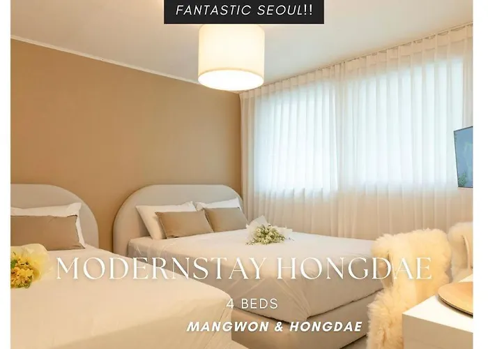 Modernstay Hongdae#mangwon Local Market 10mins, Hongdae, Hanriver Park 10min,family, A Licensed * Seoul